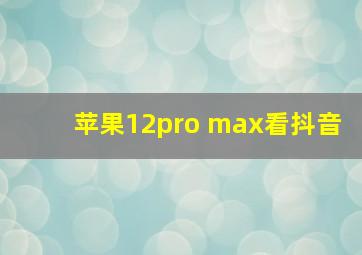 苹果12pro max看抖音